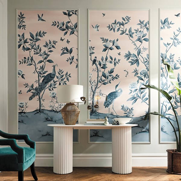 Florence Powder/ China Blue Wallpaper by Harlequin