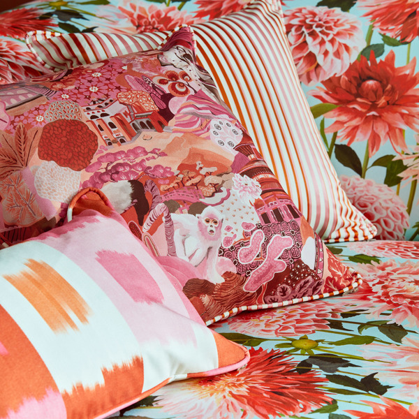 Shiruku Paprika/Fuschia/Fig Blossom Fabric by Harlequin