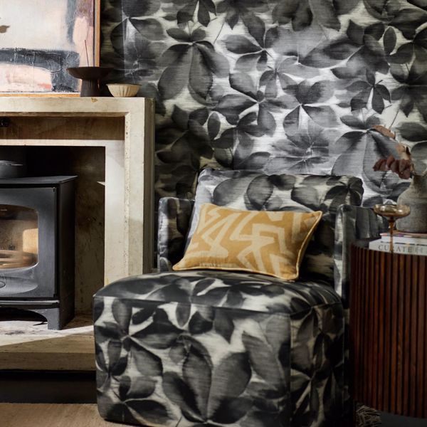 Grounded Black Earth/Parchment Fabric by Harlequin
