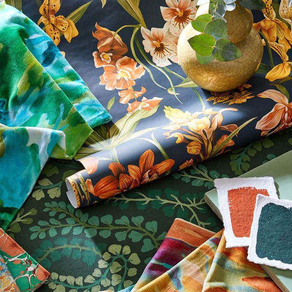 Foresta Velvet Forest/Amazonia/Lagoon Fabric by Harlequin