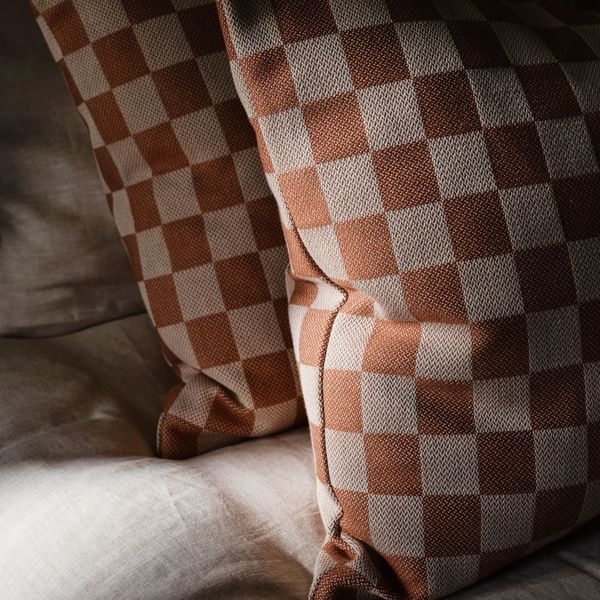 Blenets Check Mini Terracotta Fabric by Harlequin