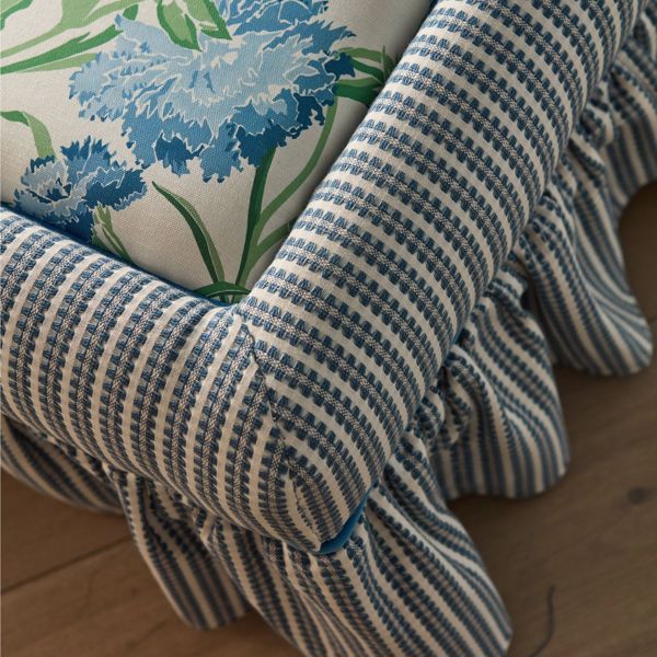 Pepita Stripe Sky/Linen Fabric by Harlequin