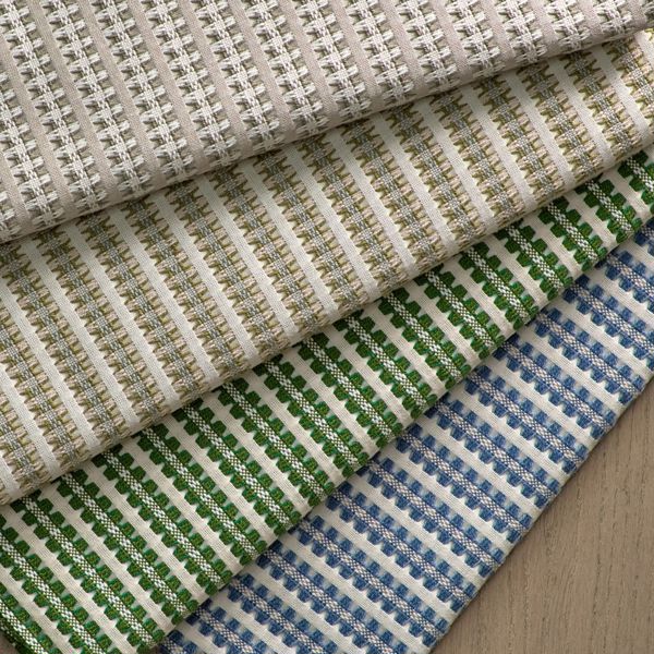 Pepita Stripe Kelly/First Light Fabric by Harlequin
