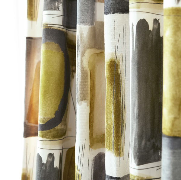 Kanjiro Ochre / Charcoal / Stone Fabric by Harlequin