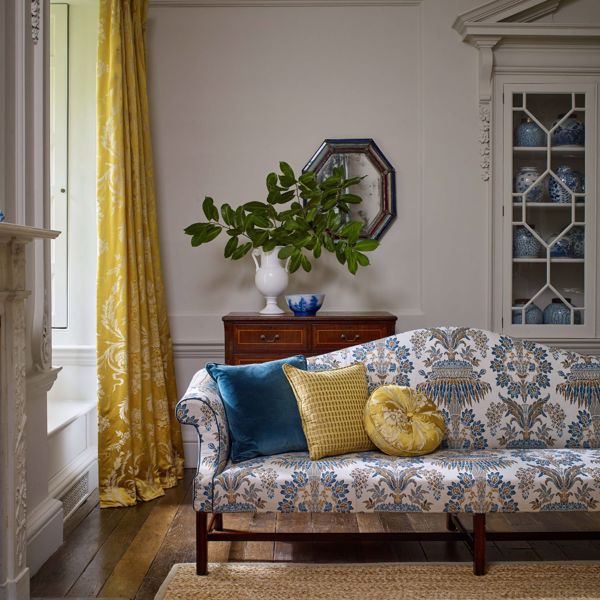 Long Gallery Brocade Teal/Gold Fabric by Zoffany