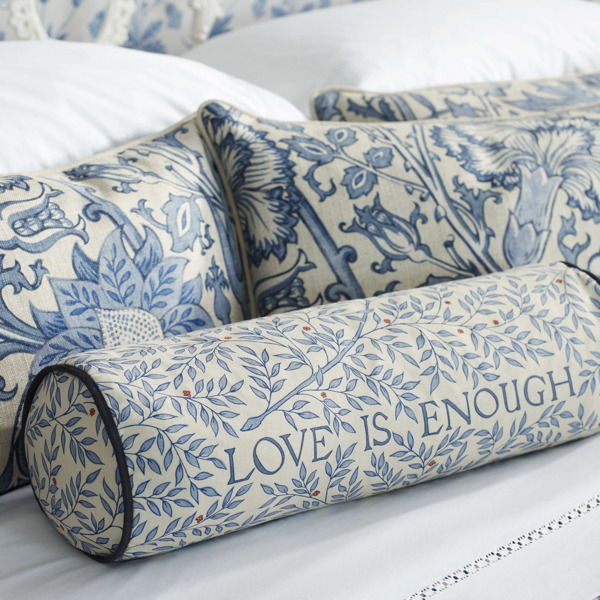 Love Is Enough China Blue/Vellum Fabric by Morris & Co