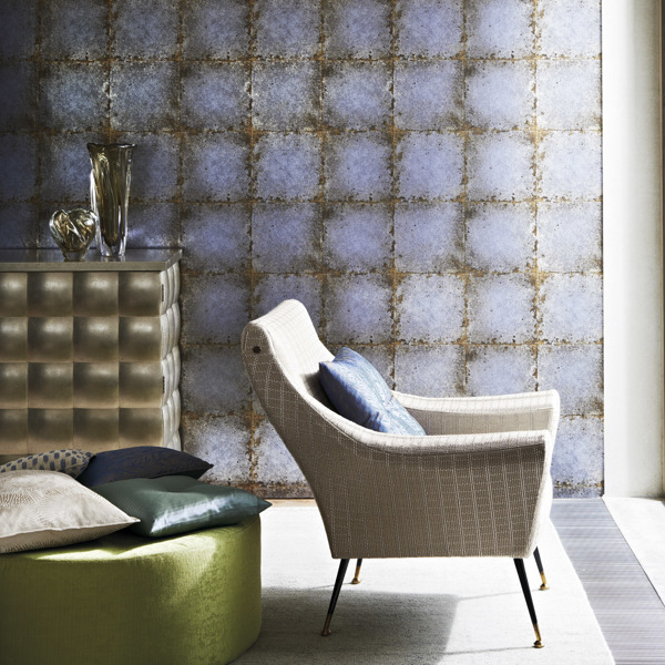 Lustre Tile Silver Wallpaper by Zoffany