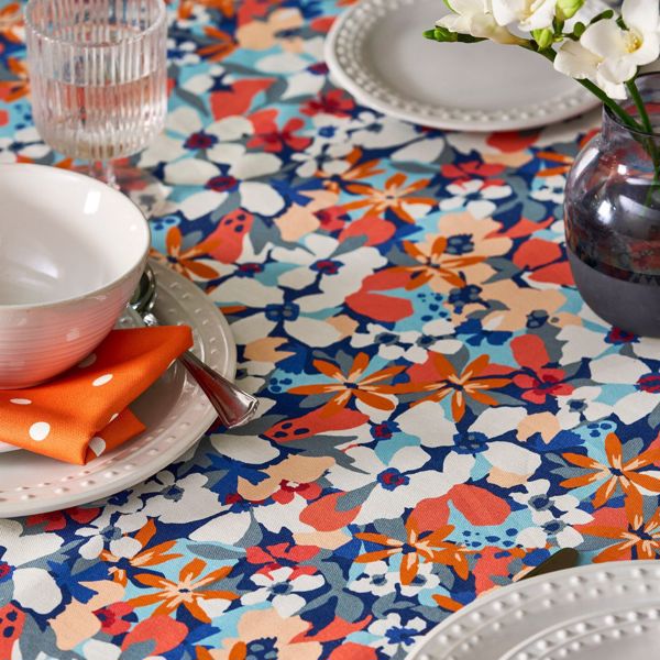 Clementine Midnight/Spice Fabric by Clarke & Clarke