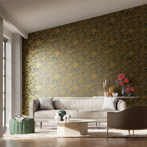 Melograno Gold/Wild Water Wallpaper by Harlequin