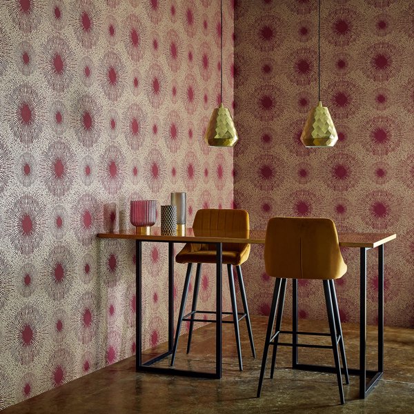 Anthology Perlite Ruby / Antique Brass Wallpaper by Harlequin