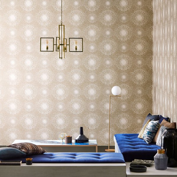 Anthology Perlite Crysocolla / Gold Ore Wallpaper by Harlequin