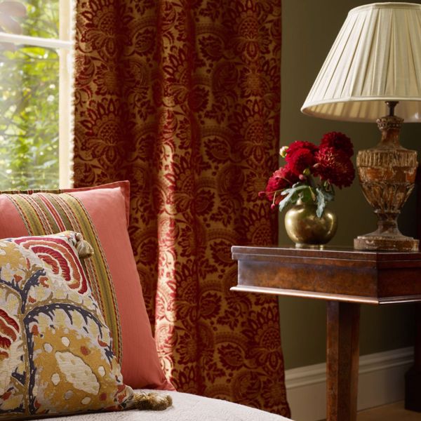 Pomegranate Brocatelle Cochineal Fabric by Zoffany