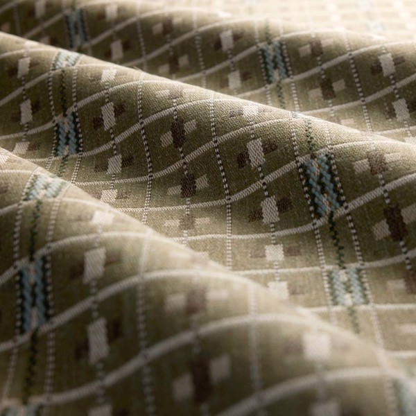 Cotswold Check Moss/Mineral Fabric by Sanderson