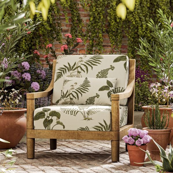 Hosta & Fern Indoor Outdoor Olivine Fabric by Sanderson