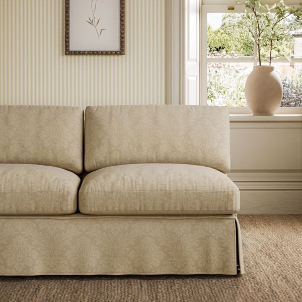 Lymington Damask Pale Linen Fabric by Sanderson