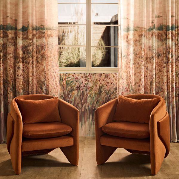 Wildbloom Print Mineral/blush Fabric by Clarke & Clarke