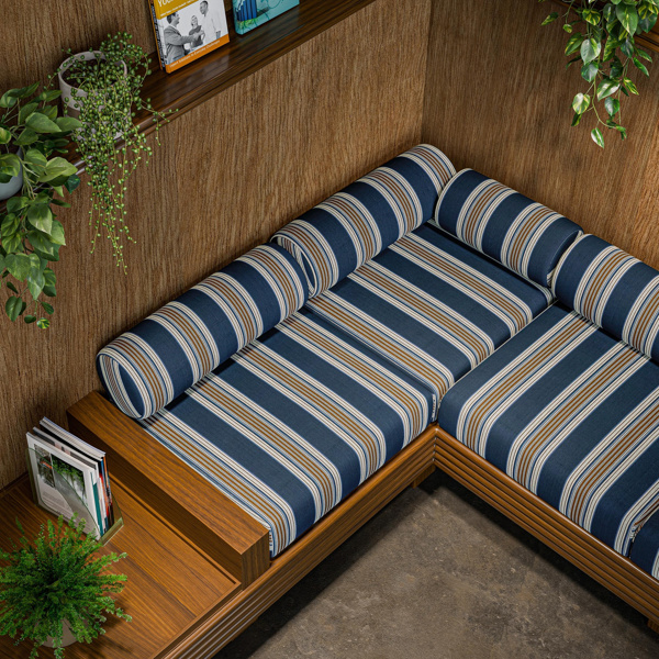 Marylebone Navy/Rust Fabric by Clarke & Clarke