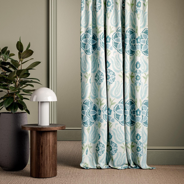 Cassia Peacock/Sky Fabric by Clarke & Clarke