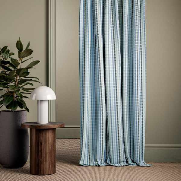 Grove Stripe Sky/Midnight/Indigo Fabric by Clarke & Clarke