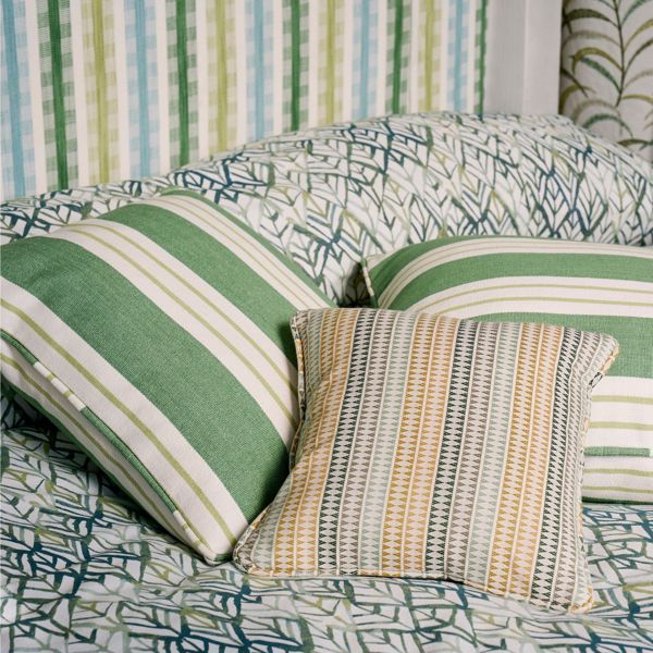 Grove Stripe Forest/Mustard/Sage Fabric by Clarke & Clarke