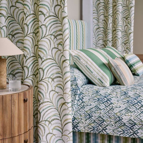 Grove Stripe Forest/Mustard/Sage Fabric by Clarke & Clarke