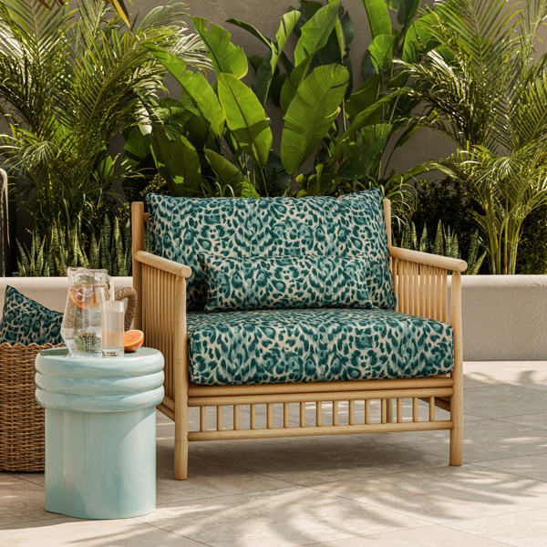 Felis Indoor Outdoor Teal Fabric by Clarke & Clarke