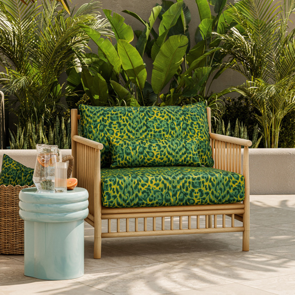 Felis Indoor Outdoor Lime Fabric by Clarke & Clarke