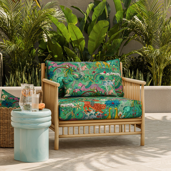 Paradise Lost Indoor Outdoor Green Fabric by Clarke & Clarke