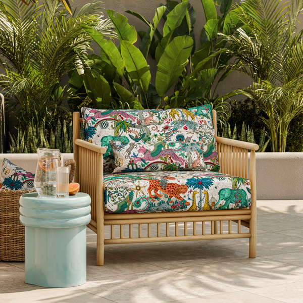 Paradise Lost Indoor Outdoor Ivory Fabric by Clarke & Clarke