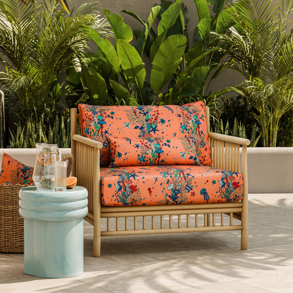 Seaforest Indoor Outdoor Peach Fabric by Clarke & Clarke