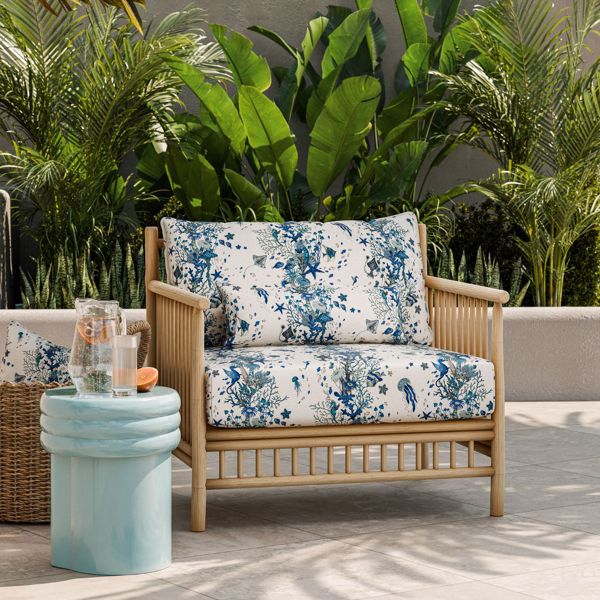 Seaforest Indoor Outdoor Blue Fabric by Clarke & Clarke