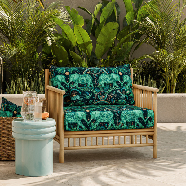 Zambezi Indoor Outdoor Teal Fabric by Clarke & Clarke
