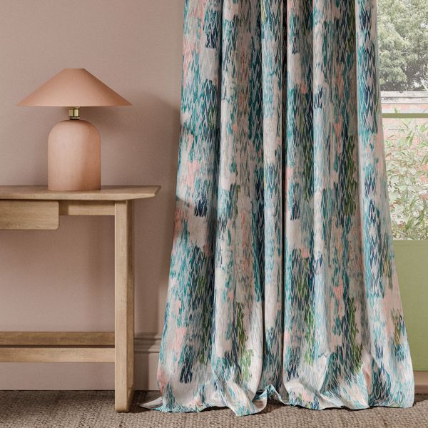 Ignis Teal/blush Fabric by Clarke & Clarke