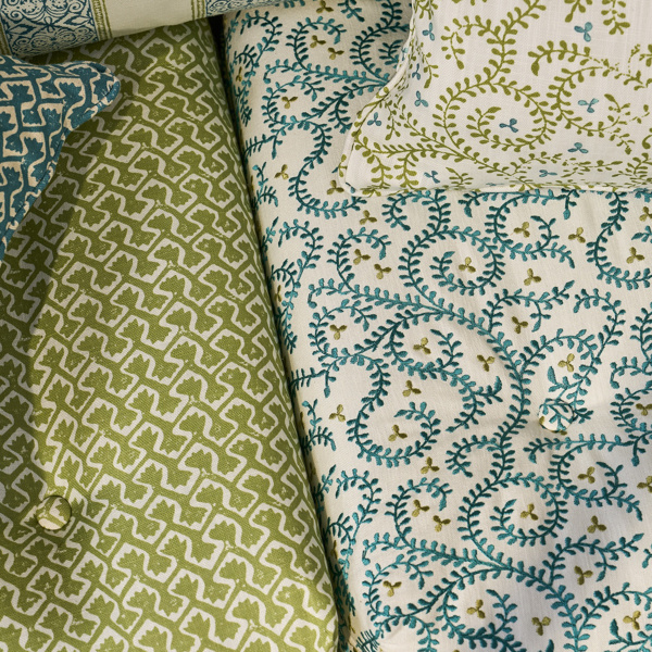 Buta Embroidery Teal Fabric by Clarke & Clarke