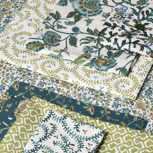 Barmeri Teal Fabric by Clarke & Clarke