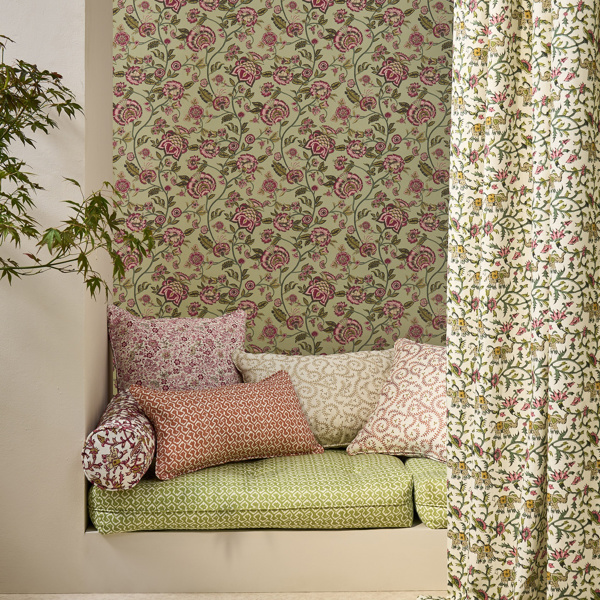 Hathi Embroidery Raspberry Fabric by Clarke & Clarke