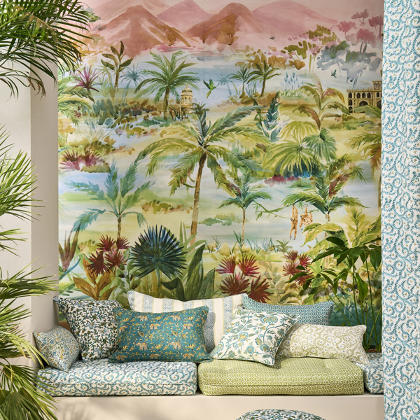 Barmeri Teal Fabric by Clarke & Clarke