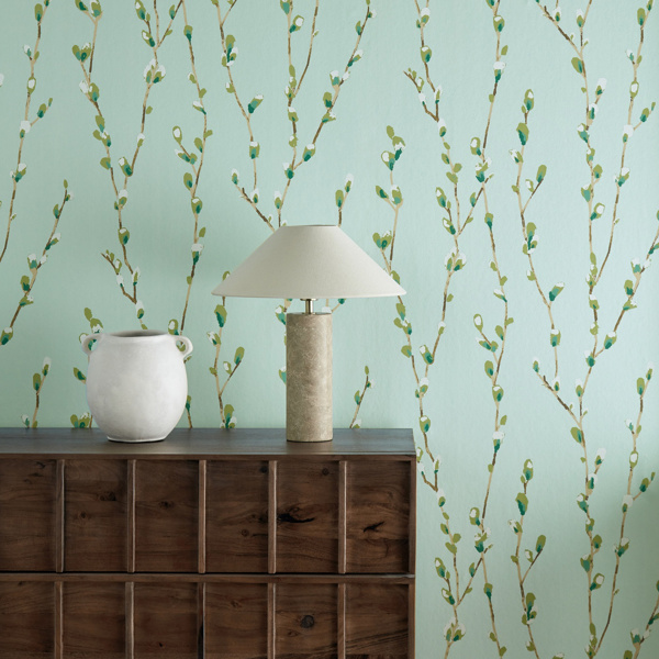 Salice Rose/Navy Wallpaper by Harlequin