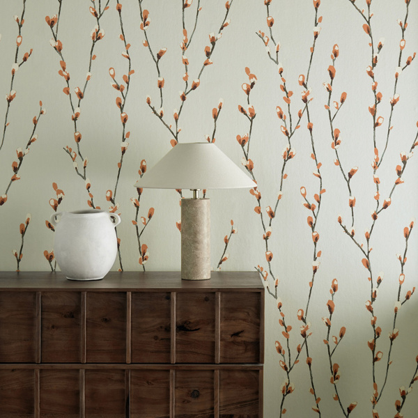 Salice Tangerine/Gilver Wallpaper by Harlequin