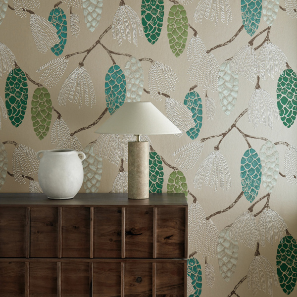 Epitome Turquoise/Pea/Gilver Wallpaper by Harlequin