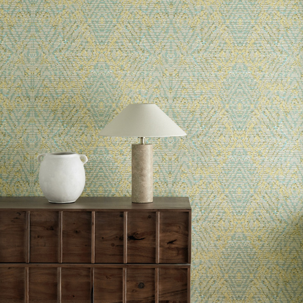 Hansha Paprika/Teal Wallpaper by Harlequin