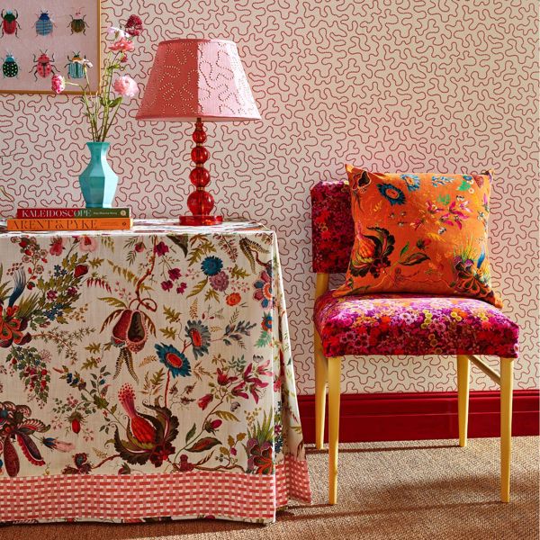 Wonderland Floral Amber/Lapis/Ruby Fabric by Harlequin