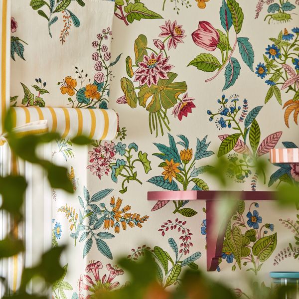 Woodland Floral Peridot/Ruby/Pearl Wallpaper by Harlequin