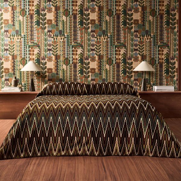 Elota Burgundy/Moss Fabric by Harlequin