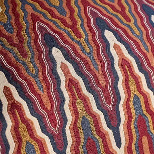 Elota Indigo/Maroon Fabric by Harlequin