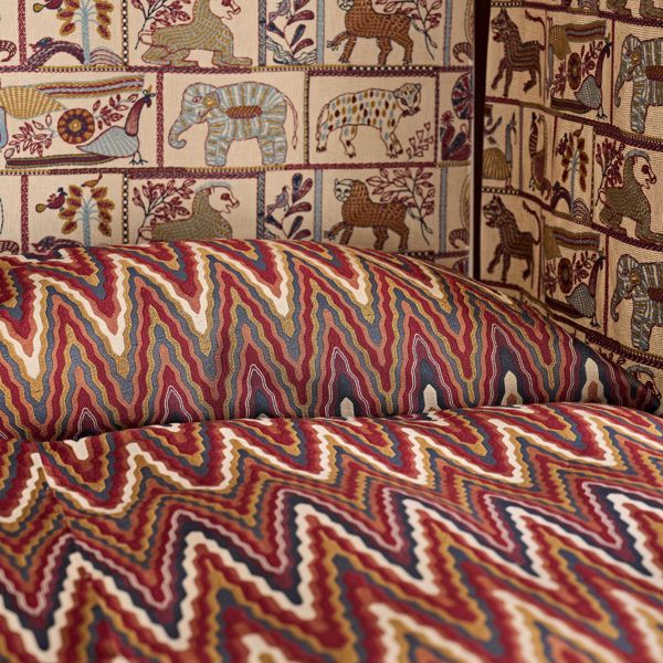 Elota Indigo/Maroon Fabric by Harlequin