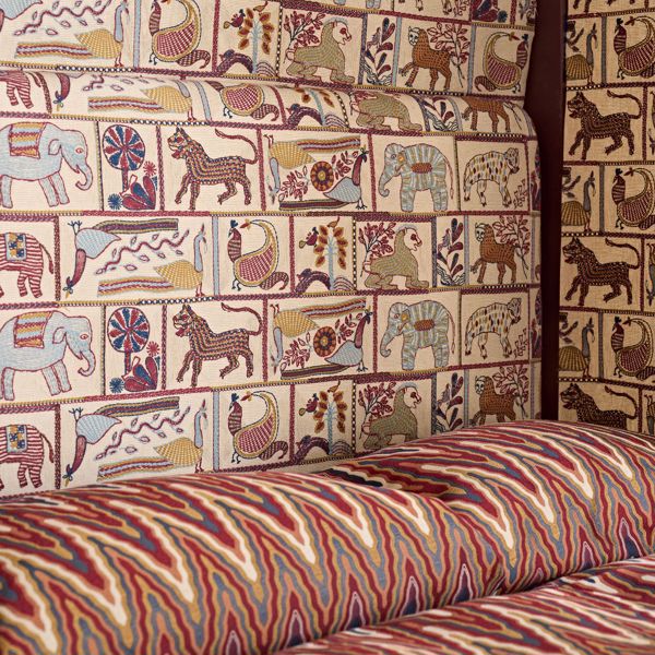 Elota Indigo/Maroon Fabric by Harlequin