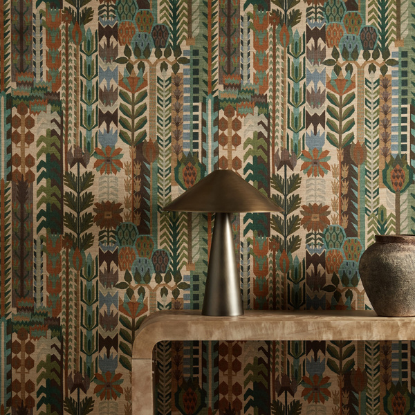 Kuparr Evergreen/Terracotta Wallpaper by Harlequin