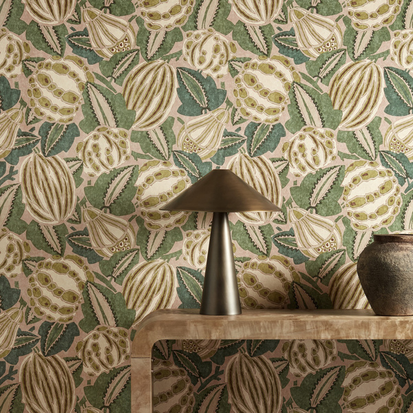 Zenith Blush/Forest Wallpaper by Harlequin