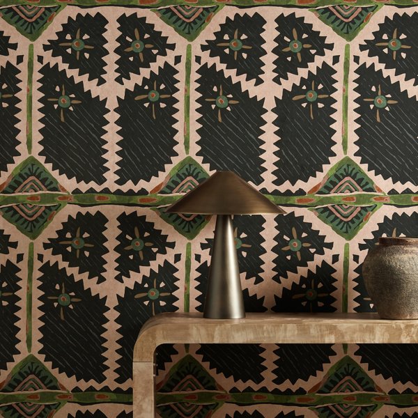 Brocha Blush/Charcoal Wallpaper by Harlequin